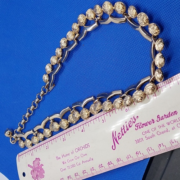 MONET Vintage MCM Goldtone Chunky Statement Link Textured Balls Choker Necklace - Picture 14 of 15